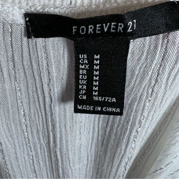 White and silver metallic strapless jumpsuit size medium - Picture 5 of 5